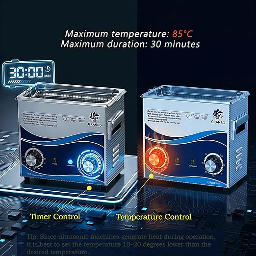 Granbo Ultrasonic Cleaner 3.2L 120W Ultrasonic Jewelry Cleaner 40kHz with Heater Timer and Degassing, 110V Sonic Cleaner with Knobs, Lab Ultrasonic Cleaner for Jewelry Eyeglass Dental Parts Cleaning
