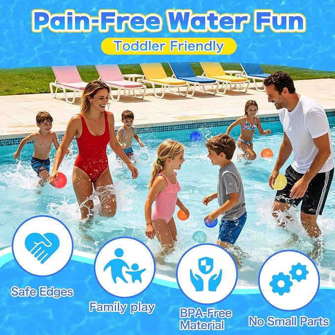30PCS Reusable Water Balloons, Non-Magnetic Self Sealing Water Bomb for Kids Adults, Refillable Silicone Water Splash Balls, Summer Outdoor Activities Toys for Boys & Girls
