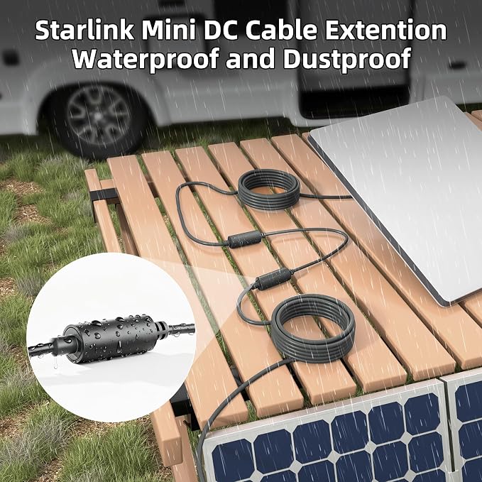 Starlink Mini/Gen 3 DC Cable Coupler, Starlink Mini Power Cable Extension DC Female to Female Adapter Power Cable Connector 0.3M Waterproof