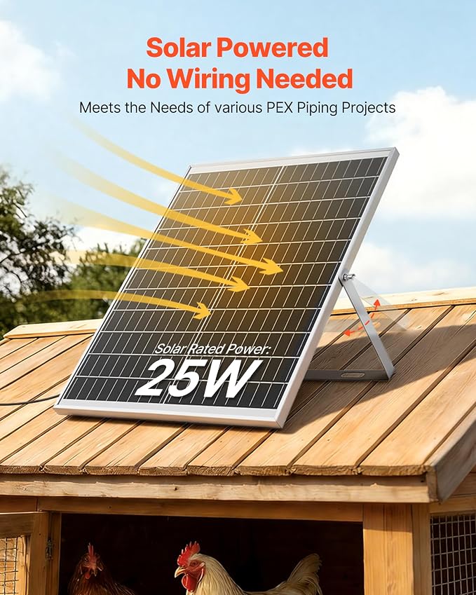 VEVOR Solar Powered Fan, 25W Solar Panel with 4 Fans, Adjustable Solar Panel Angle, 2668 RPM High-Speed, Flexible Installation, Fast Air Exchange for Greenhouse, Grow Tents, Chicken Coops, Shelters