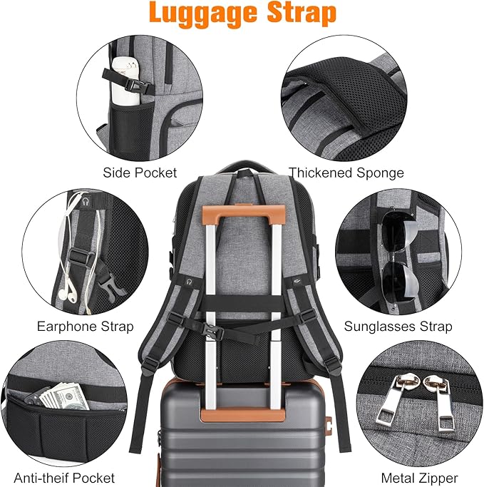 Insulated Lunch Backpack Fit 17" Laptop, Work Backpack with Lunch Box for Men & Women, Water Resistant College Computer Bag for Travel, Business, Hiking