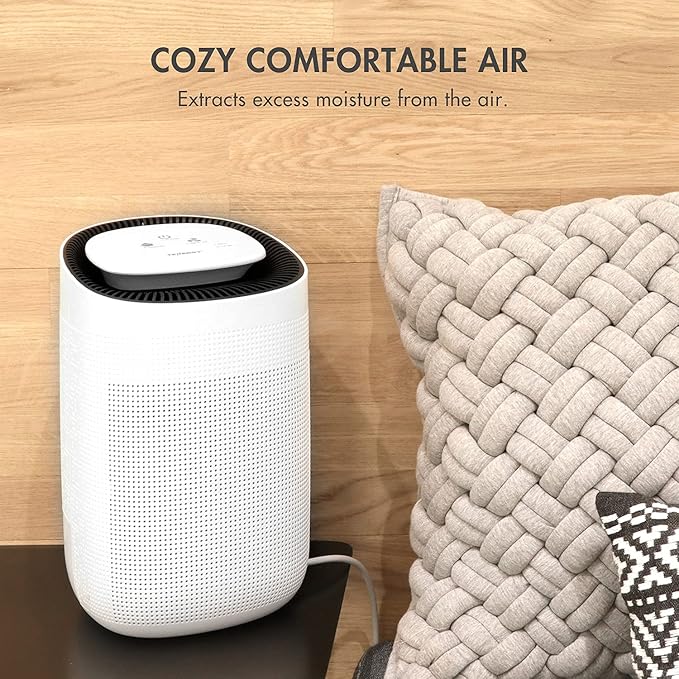 Tenergy Sorbi Dehumidifier w/Air Purifying Function and 3-Pack Replacement H13 Medical Grade Hepa Filter, Ultra-Quiet, Adjustable Air Speeds, and Touch Control