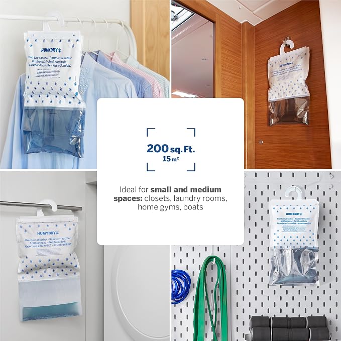 HUMYDRY Hanging Moisture Absorber Bags, 12 Count Lavender & Cedar 15.9 Oz, Up to 200 sq ft, Fights Summer Humidity, Non Electric Dehumidifiers for Closets, Wardrobes, Storage Areas & Small Spaces