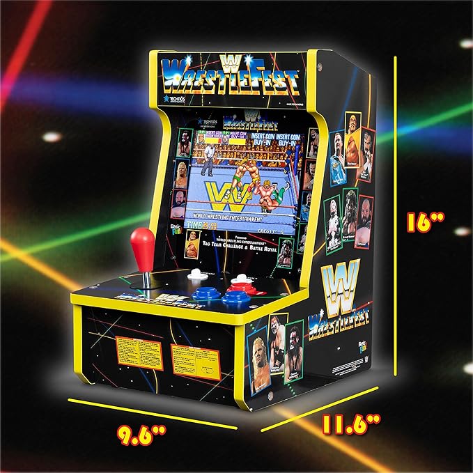 Arcade Classics - WWE Counter Series Game Machine, 4 Games, 8" Liquid Crystal Screen - Mini Cabinet, Portable Gaming, Retro, Countertop Console, Basement Decoration, Man Cave