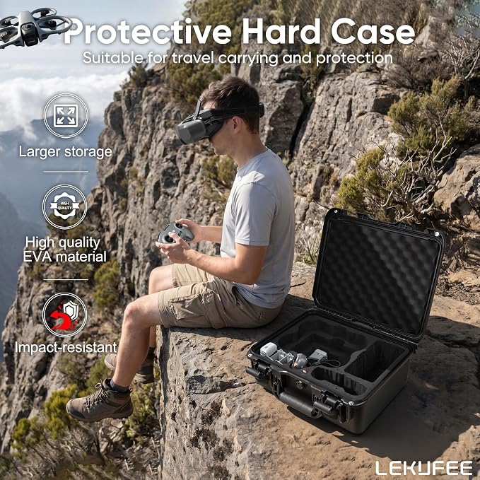 Lekufee Waterproof Hard Carrying Case for DJI Avata 360 Drone, Motion Fly More Combo, Battery (5 pcs), Goggles N3/3, RC Motion 3, DJI RC 2/RC N3/N2, FPV Controller 3, Accessories(Case Only)