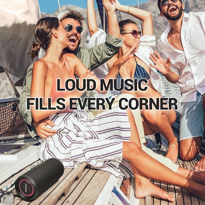 SOWO Bluetooth Shower Speaker Waterproof - Small Portable Speaker Wireless with Louder Volume and Powerful Bass - Colorful Lights and 10H Playtime - Lightweight with Carabiner and TWS