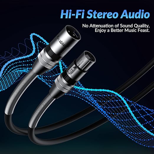 Kxable XLR Microphone Cable 25FT, XLR Male to Female Balanced Mic Cable, 3-Pin Shielded Speaker Cord, Zinc Alloy Connectors, Premium 22AWG Pure Copper, Metal Spring SR, Recording Studio, Podcast