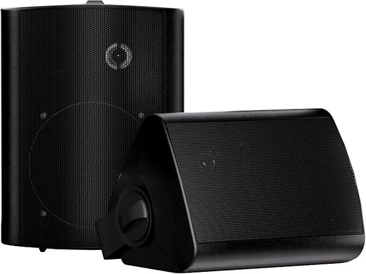 Herdio 5.25 Inches Passive Outdoor Speakers Wired Waterproof, 300 Watts Wall Mount Speakers All Weather for Patio Indoor Deck Countryard (1 Pair, Black)