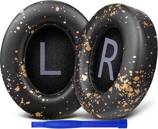 SOULWIT Protein Leather Replacement Earpads for Bose 700 (NC700) Wireless Headphones, Ear Pads Cushions with Softer Protein Leather, High-Density Noise Cancelling Foam, Added Thickness - Black Gold