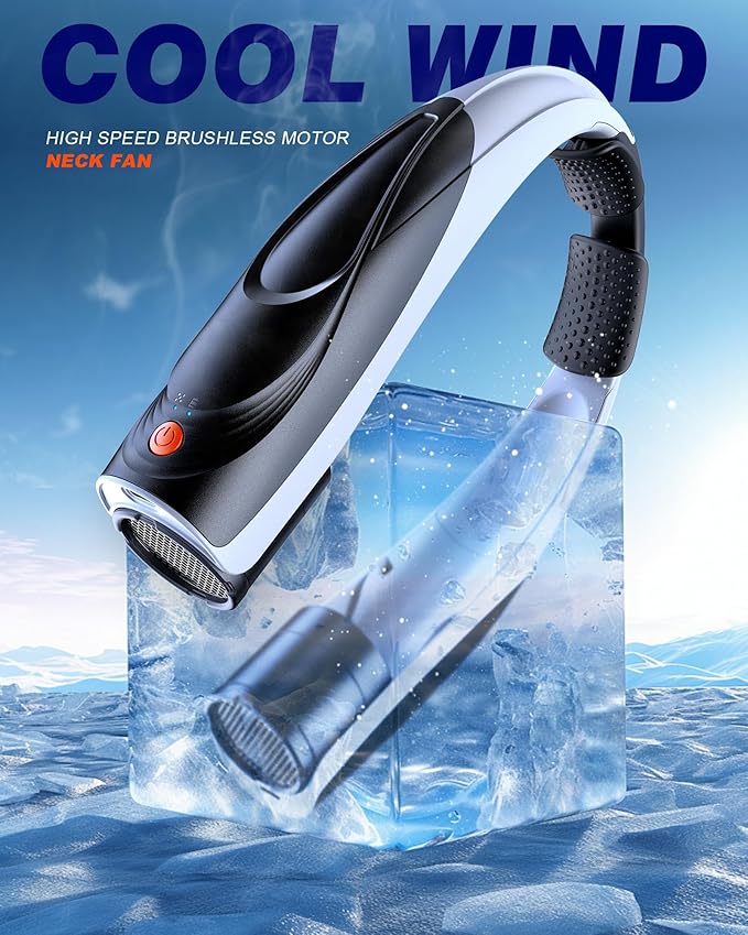 Portable Neck Fan - 6000mAh Rechargeable Personal Fan with 6 Speeds, 360° Cooling Surround Airflow, 20H Long Battery Life Hands-Free Wearable Fan for Outdoor Travel, Office, and Sports