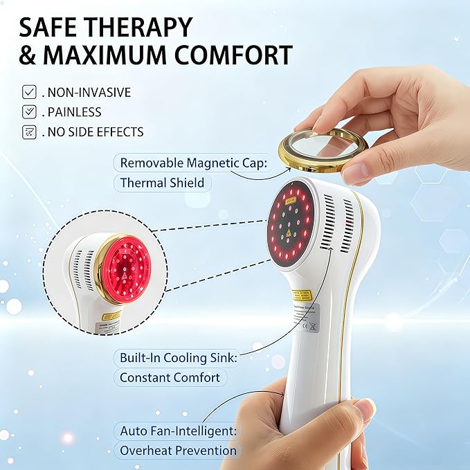 7000mAh Cold Laser Therapy Device for Pain Relief, Red Light Therapy with Pulse Mode, 3 Levels Power, 60mins Timer, Human Pets Dogs Treatment for Joint Would Healing, 4x980nm + 5x808nm + 16x650nm
