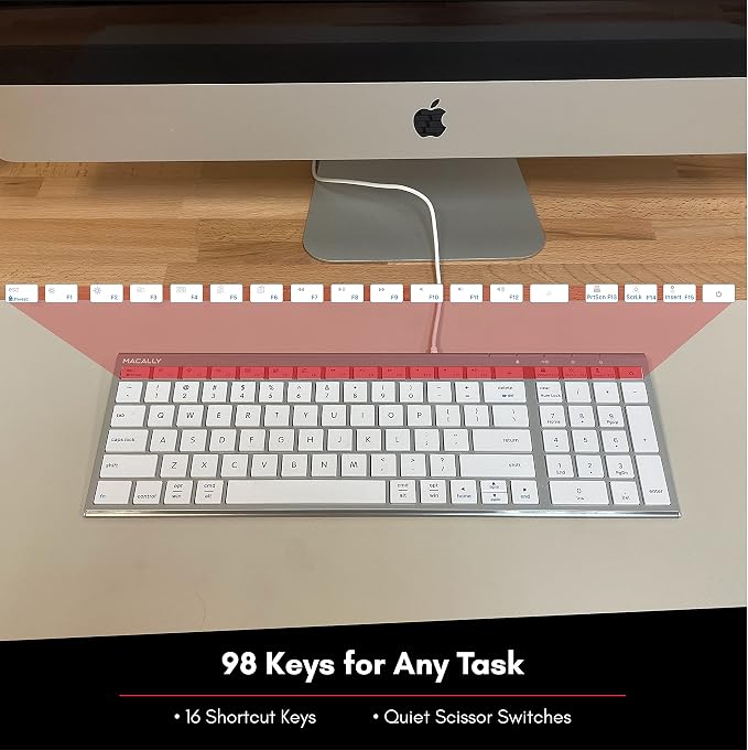 Macally Compact USB Keyboard and Mouse Combo, Uniquely Designed to Save Space