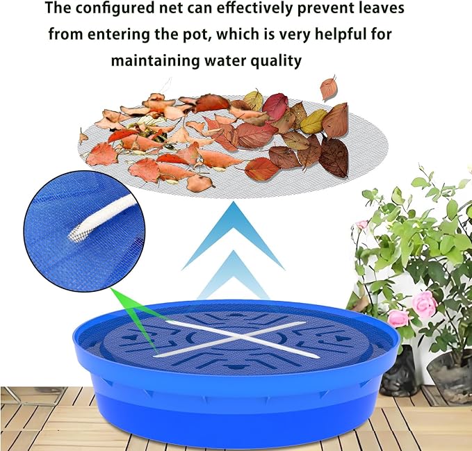 Self-Watering Base with Visible Water Level,5-Pack,Keeps Leaves and Flying Insects Out,Maintains Water Quality.Blue.(Without Wheels).