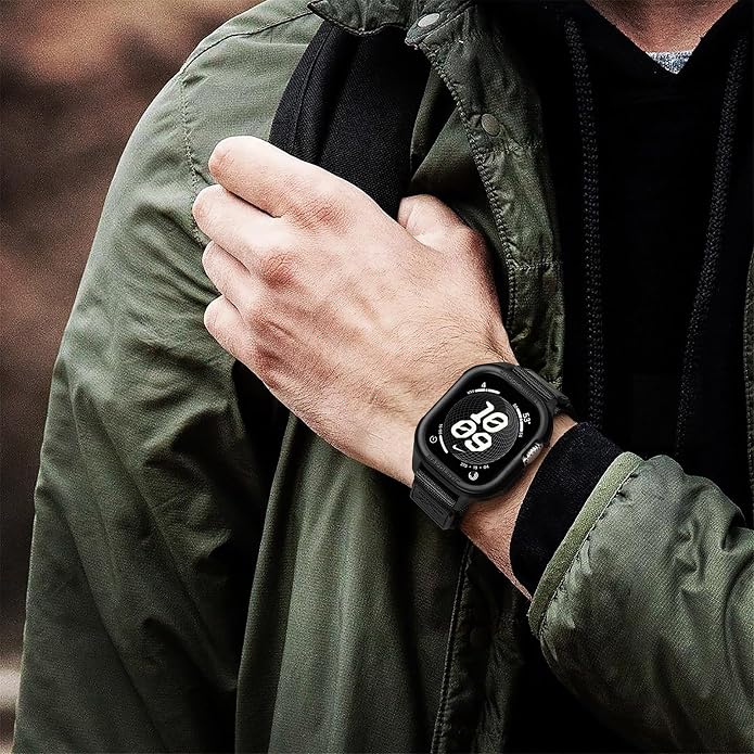 Bandletic Rugged Case with Band Compatible with Apple Watch 49mm(Ultra 3/2/1),46mm(Series 11/10), 45mm(Seriess 9/8/7),44mm(SE3/SE2/SE/6/5/4), Protective Cover Sport Accessories for iWatch Men