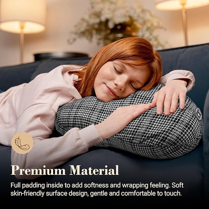 CuPiLo Back Massager for Pain Relief, Mothers Day Gifts for Women Men FSA Eligible HSA, Cordless 120min Neck and Back Massager, Plush Skin-Friendly Kneading Massage Pillow for Full Body Relaxation