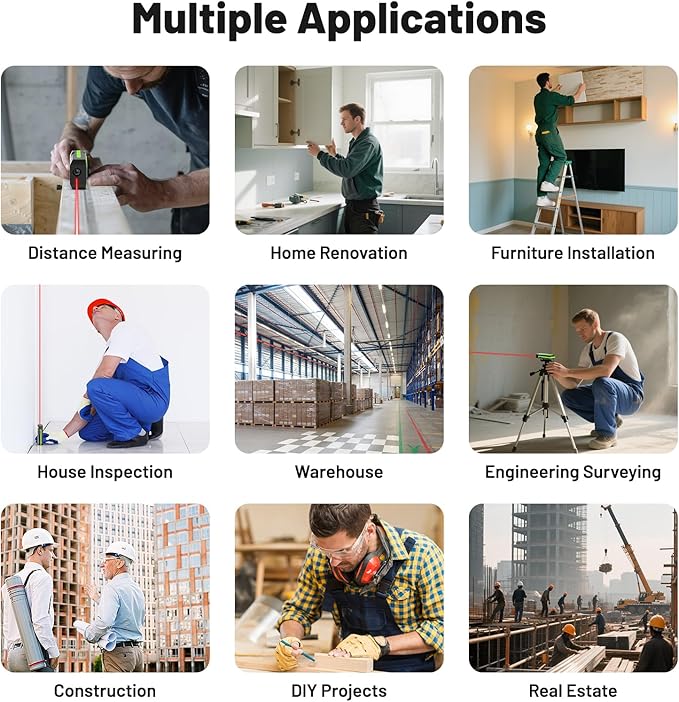 Huepar 200Ft Laser Measuring Tool with APP Control, 5-Year Warranty, Rechargeable Bluetooth Distance Meter, 1/16" High Accuracy, M/In/Ft Unit, Angle Sensor, Multiple Modes, IP54, for Home&Construction