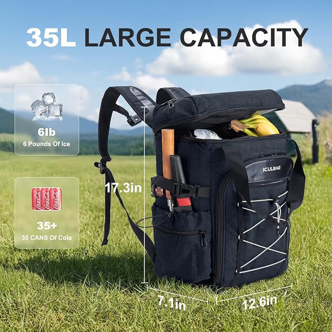 Backpack Coolers Insulated Leak Proof 38cans Soft Insulated Cooler Backpack for Women Men 12 Hours Cooling for Camping Hiking Beach Picnic