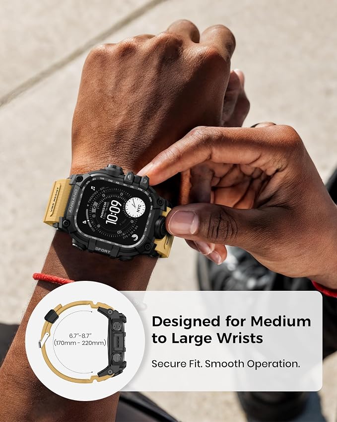 amBand Rugged Case with Band for Apple Watch Ultra 3/2/1 49mm, M3 Military Grade Shockproof Cover, Includes Screen Protector Kit, Tactical Band for Men - Compatible with iWatch Ultra, Sand Beige