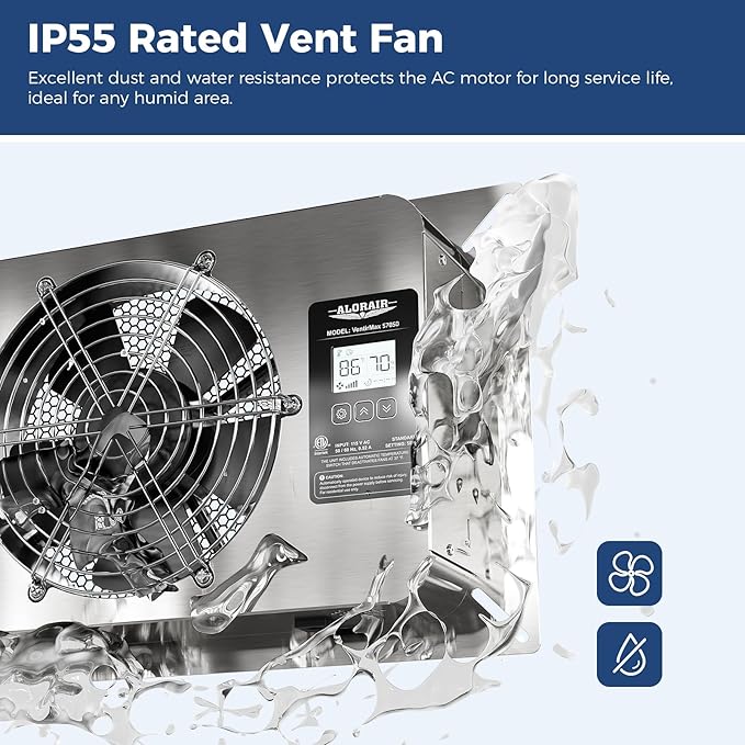 ALORAIR 570 CFM Crawlspace Ventilator Fan with Humidistat, Stainless Steel Exhaust Vent Fans with Digital Display, Timing Cycle, Freeze Protection Thermostat, for Basement, Garage, Attic, Grow Tent