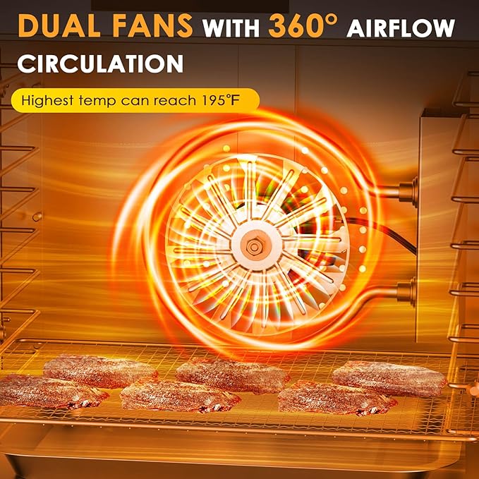 HOPERAN Food Dehydrator Machine with 8 Stainless Steel Trays – Digital Timer & Adjustable Temp Control for Jerky, Herbs, Fruits | Overheat Protection, BPA-Free, Includes Recipe Book