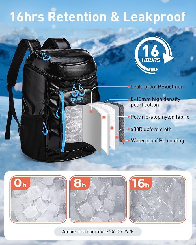 TOURIT Cooler Backpack Lightweight Insulated Backpack Cooler Leak-Proof for Men and Women, Sports Fan Coolers