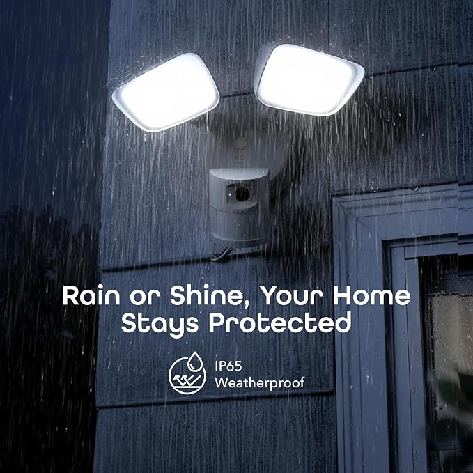 Geeni Lighthawk Smart Floodlight Camera - 3MP Ultra-HD Video, 1800 Lumens, Motion-Activated Security Light, Two-Way Audio, & Built-in Siren - Hardwired Outdoor Surveillance - Dual-Band 2.4/5GHz Wi-Fi