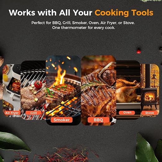 Smart Wireless Meat Thermometer,Digital Cooking Thermometer with Dual High-Accuracy Sensors, 2 Pack Ceramic Heat-Resistant Probe, Instant Read LCD & App Control for Kitchen,BBQ,Oven,Grill,Air Fryer