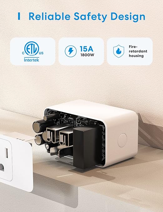 Meross Smart Plug Mini, 15A & Reliable Wi-Fi, Support Apple HomeKit, Siri, Alexa, Echo, Google Assistant, Nest Hub and SmartThings, App Control, Timer, No Hub Needed