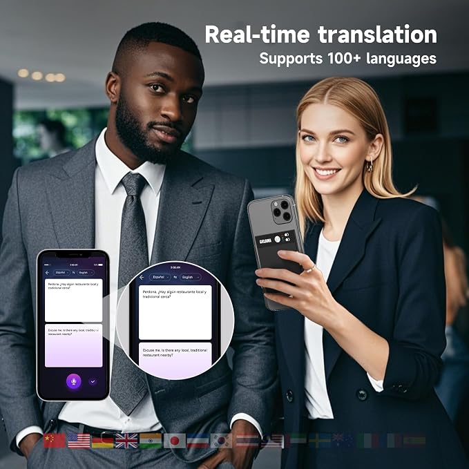 AI Smart Recorder with Simultaneous Interpretation & Real-timeTranscription,64GB AI Speech Processor Powered by ChatGPT with App Control for Business/Education/Interviews (Black)