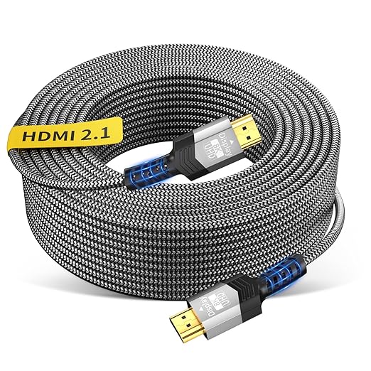Soonsoonic 8K Fiber Optic HDMI 2.1 40Ft,Full 48Gbps 8K@60Hz(4:4:4) Unidirectional Braided Gaming Cord,4K@120Hz eARC Dolby Atmos DTS:X HDR10 VRR ALLM,Compatible with PS5 Xbox Series X RTX 5090