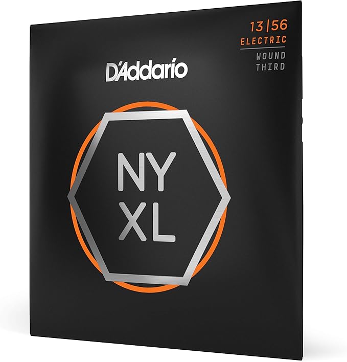 D'Addario Electric Guitar Strings, NYXL Nickel Plated, NYXL1356W, Medium Gauge Wound Third 13-56, 6-String Set, Pack of 1