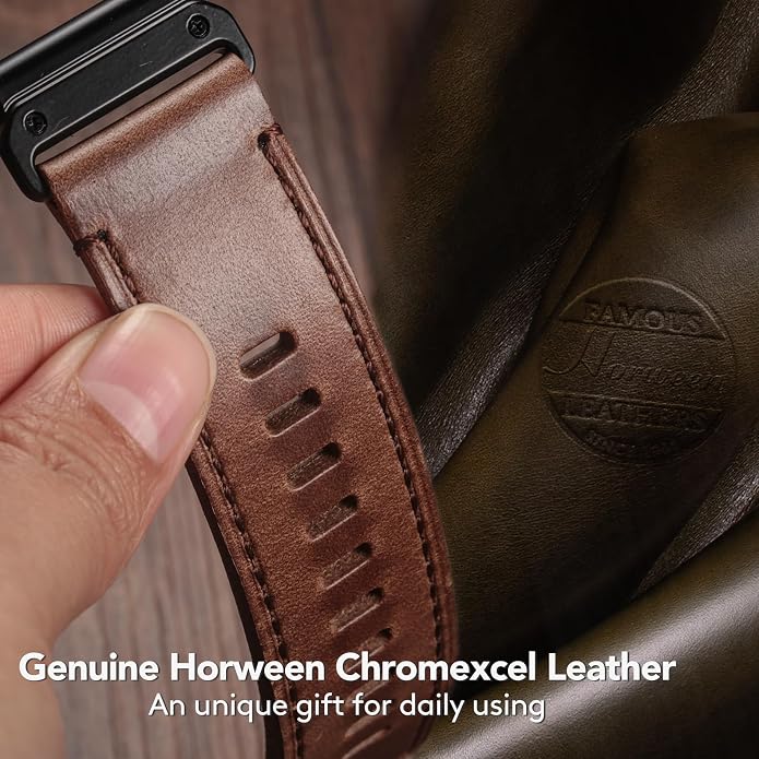 Soft Horween Leather Watch Band Compatible With Garmin, Strap For Fenix/Forerunner/Approach/MARQ/Quatix / D2 Series/Instinct/Epix/Tactix/Foretrex