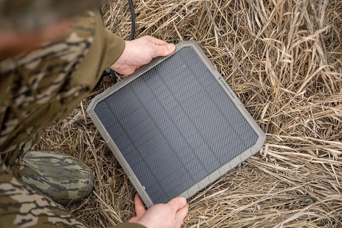 FieldMax External 10" Solar Panel with 10,000 mAh Lithium Battery – Trail Camera Solar Power Pack with Adjustable Mount & 12V Compatibility