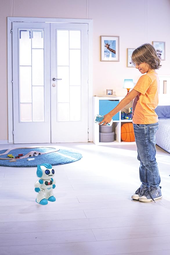 LEXiBOOK, Powerman Shoot - My First Throwing-disc Robot, Programmable Remote Control Robot, Plays Music and Dances, Sound and Light Effects, 12 Foam Discs, ROB17