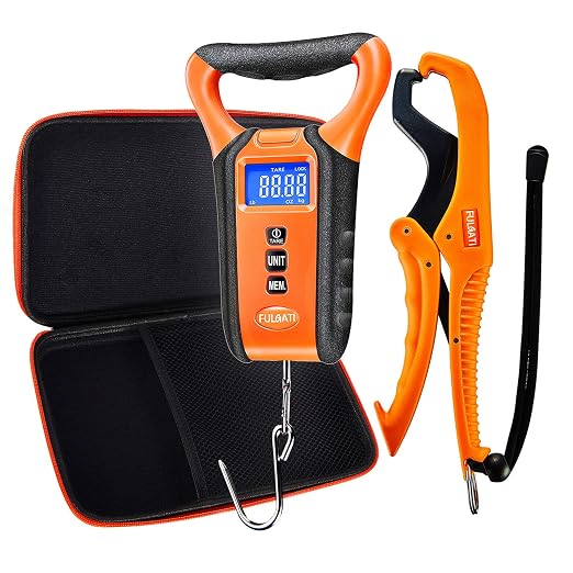 Fish Scale Digital Waterproof Floating with Carry Case Fishing Weighing Scale with Lip Gripper, Backlit LCD Display,110lb Capacity Memory Storage & Summation -Fishing Gifts for Men