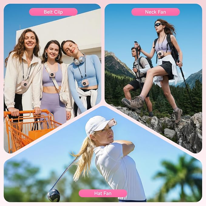 Portable Waist Fan, Rechargeable Wearable Fan w/ LED Display, 3 Speeds, 3000mAh Battery, 10H Runtime, Mini Turbo Airflow, Clip on Belt/Shirt/Hat,Travel Essentials Gift for Women,Makeup,Concert -1 PACK