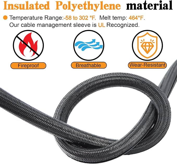 1/0 Gauge Wire CCA Power/Ground Cable 40FT Black/Red with lugs,250A ANL Fuse,1/2 inch Cable Split Sleeving,Self Adhesive Mounts Zip Ties kit