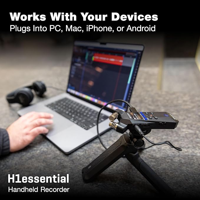 Zoom H1 Essential Handheld Recorder for Musicians, Podcasters & Filmmakers with Stereo Microphones, 32-Bit Float, USB Microphone Mode