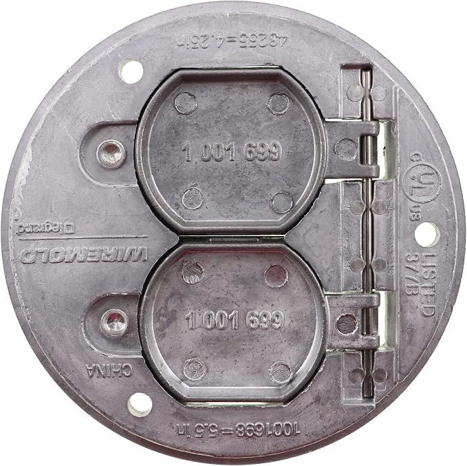 Legrand Wiremold Cable & Cord Management, Rachet-Pro™ Series Round Duplex Cover Plate for Carpet or Tile, Aluminum, 895TAL