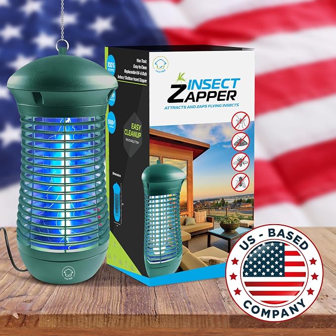 Livin’ Well Green Bug Zapper Indoor Outdoor - 4000V High Powered Electric Mosquito Zapper Home Patio, 1,500 Sq Ft Range Fly Trap,18W UVA Bulb Mosquito Killer Lamp Insect Bug Light