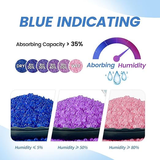Wisesorb 100g Reusable Silica Gel Desiccant Packs, Rechargeable Dehumidifier Moisture Absorbers with Color Indicator for Bins, Gun Safes, Suitcases, 3D Printing Filaments, Electronics, Cars [3 Pack]