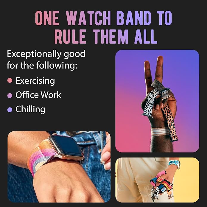 Braxley Bands for Apple Watches - Stretchy and Washable - Adjustable with Apple Watch Bands for Women & Men - Compatible with Apple Watch Series SE Ultra 9 8 7 6 5 4 3 2 1