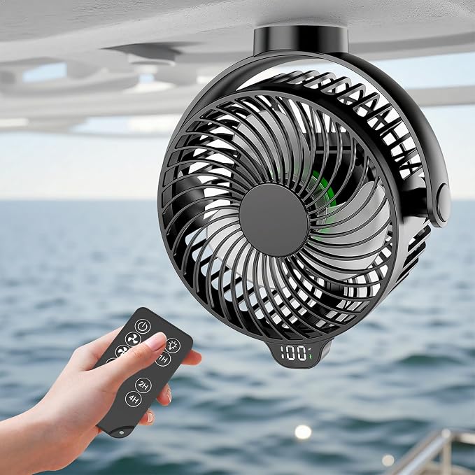 Magnetic Cruise Approved Fan with LED Display, 12000mAH Battery Operated Fan with Magnet, Timer, Lighting, Fits for Cruise Ship Cabin, Sleeping, Camping, Travel & Cruise Essentials 2026