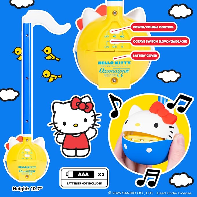 Otamatone Classic Hello Kitty – Officially Licensed Sanrio Electronic Musical Instrument, Portable Synthesizer Toy from Japan by Maywa Denki, Fun Gift for Kids Teens Adults