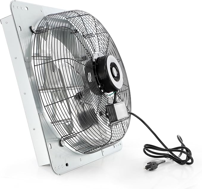 Vie Air Shutter Exhaust Fan with Power Cord – High-Performance Ventilation for Indoor/Outdoor Spaces, Energy-Efficient Cooling - Vent fan for Commercial, Greenhouse, Attic, Shed & Shop (20 Inch)