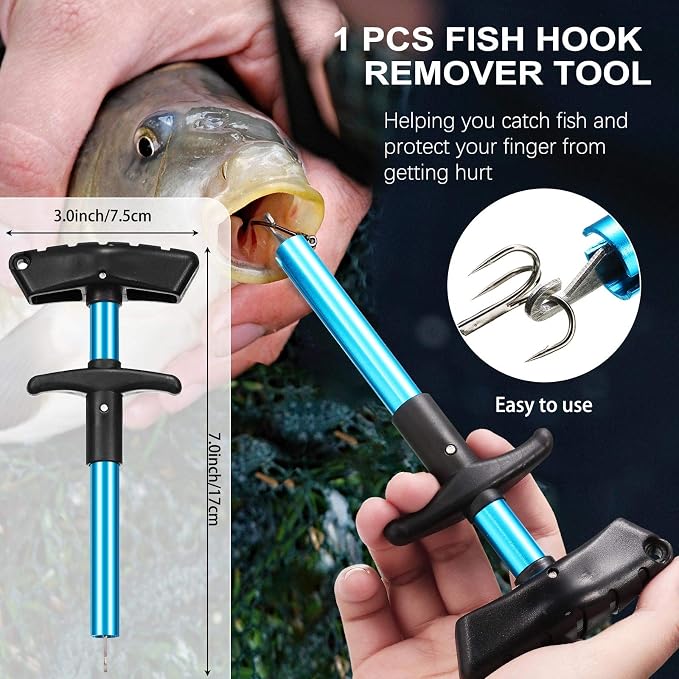 Honoson Fishs Hook Remover Tools Kit Include 1 Pcs Handheld Digital Fish Scale and Fishing Hook Remover Tool and Fish Lip Gripper and Fishing Plier with Sheath and 2 Pcs Fishs Tool Lanyards
