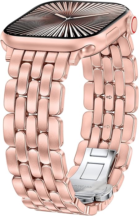 TOYOUTHS Designer Vintage Dressy Bracelet for Apple Watch Band Women 42/40/41/38/44/45/46/49mm, Stainless Steel Elegant Luxury Metal Strap for iWatch Series 11 10 9 8 7 6 5 4 SE/Ultra 3 2 1