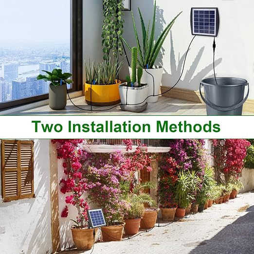 RISINGUP Solar Drip Irrigation System for 15 Potted Plants Outdoor Garden | Automatic Plants Watering System with Anti-Siphoning Device, Programmable Smart Watering for Garden, Balcony, Greenhouse