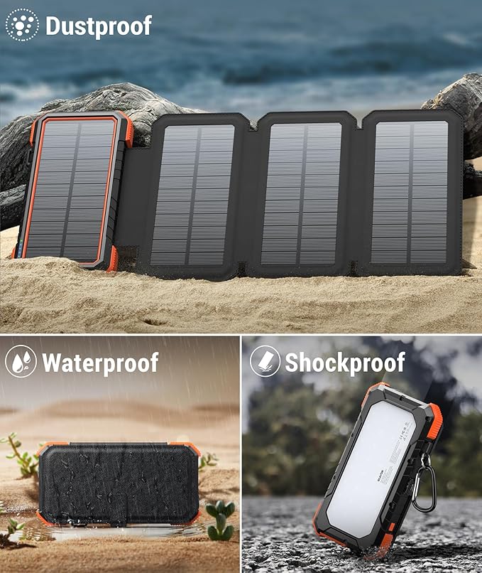 BLAVOR Solar Charger Power Bank, PD 18W Fast Charging 20000mAh Battery Pack+60W Fast Charging USB C to USB C Cable,