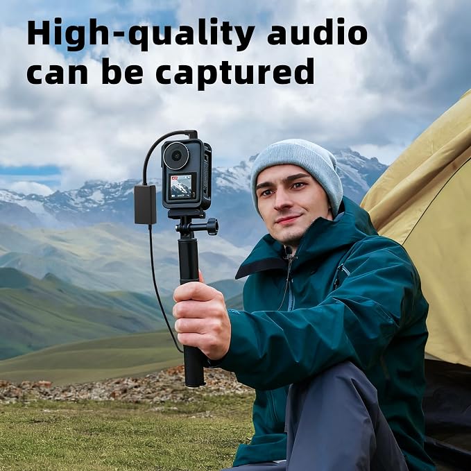 External Mic Adapter for Go Pro Hero 13/12/11/10/9/8/7/6/5 Black, Type-C to 3.5mm Microphone Converter for Clear and Authentic Sound in Vlogging and Video Recording (1 Pack)